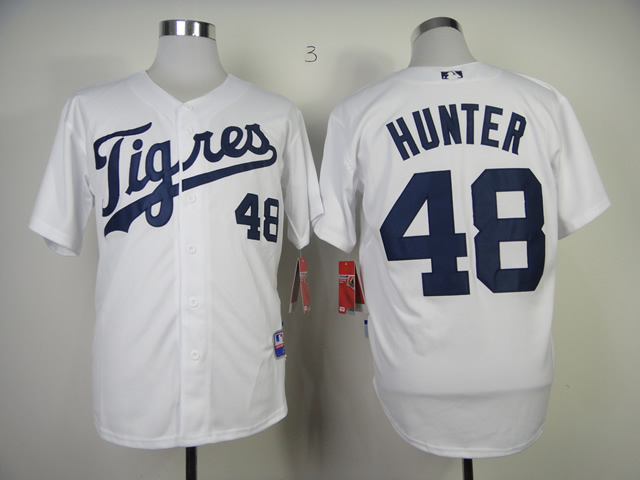 Men Detroit Tigers 48 Hunter White MLB Jerseys1